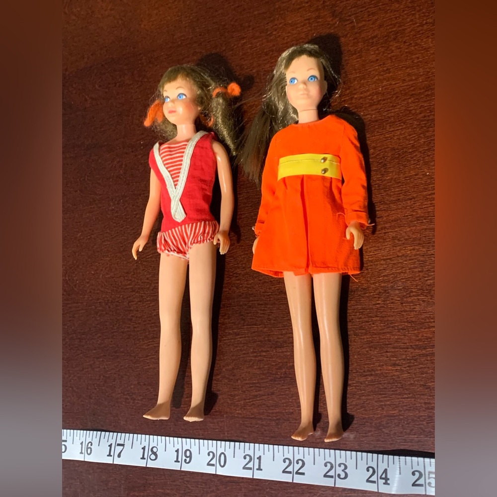 1963 Mattel Barbie Skipper Red Hair Straight Leg Doll Original Red Swim Suit - Picture 2 of 16